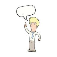 cartoon friendly man with idea speech bubble N9