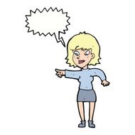 cartoon woman pointing with speech bubble N176