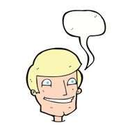 cartoon grinning man with speech bubble N69