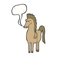 cartoon horse with speech bubble N32