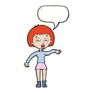 cartoon surprised woman with speech bubble N200