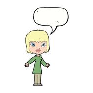 cartoon woman with open arms speech bubble N82