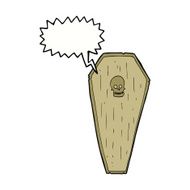 spooky cartoon coffin with speech bubble N18