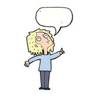 cartoon curious woman with speech bubble N48