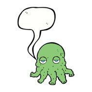 cartoon alien squid face with speech bubble N25