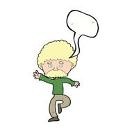 cartoon mustache man disco dancing with speech bubble N9