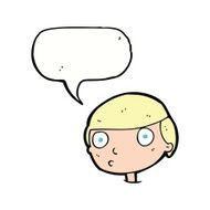 cartoon boy staring with speech bubble N17