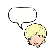 cartoon friendly woman with speech bubble N58