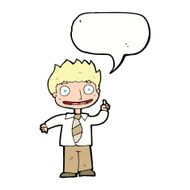 cartoon man with idea speech bubble N89