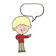 cartoon boy laughing and pointing with speech bubble N9