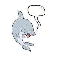funny cartoon shark with speech bubble N26