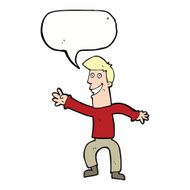 cartoon happy man dancing with speech bubble N32