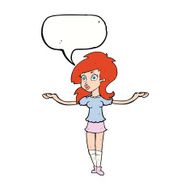 cartoon confused pretty girl with speech bubble N9