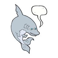 funny cartoon shark with speech bubble N27