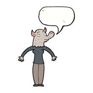 cartoon friendly werewolf woman with speech bubble N5