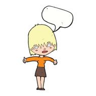 cartoon curious woman with speech bubble N49