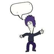 cartoon vampire man with speech bubble N96