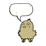 cartoon bored bird with speech bubble N9