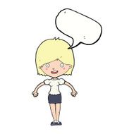 cartoon happy woman with speech bubble N206