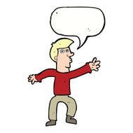 cartoon reaching man with speech bubble N9