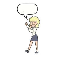 cartoon happy businesswoman with speech bubble N9