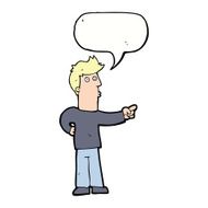 cartoon curious man pointing with speech bubble N8