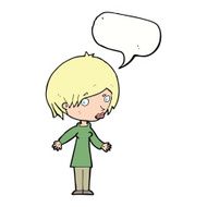 cartoon woman shrugging shoulders with speech bubble N404
