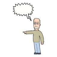 cartoon old man gesturing Get Out! with speech bubble N9