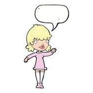 cartoon woman waving with speech bubble N278