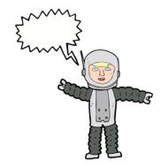 cartoon astronaut with speech bubble N100