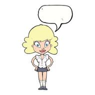 cartoon pretty woman with speech bubble N224