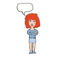 cartoon tough woman with folded arms speech bubble N9