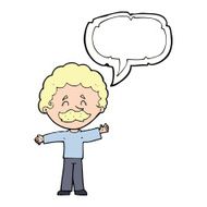 cartoon boy with mustache speech bubble N9