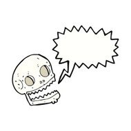 cartoon spooky skull with speech bubble N121