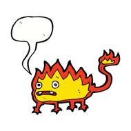 cartoon little fire demon with speech bubble N19
