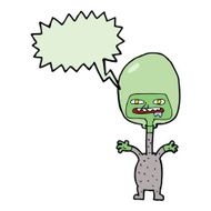 cartoon space alien with speech bubble N17