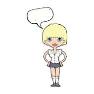 cartoon woman with hands on hips speech bubble N178