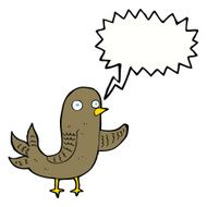 cartoon waving bird with speech bubble N17
