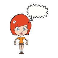 cartoon pretty woman with speech bubble N225