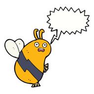 funny cartoon bee with speech bubble N16