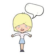 cartoon excited woman with speech bubble N105