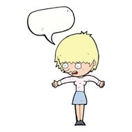 cartoon woman panicking with speech bubble N9