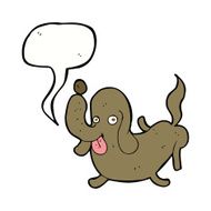 cartoon dog sticking out tongue with speech bubble N12