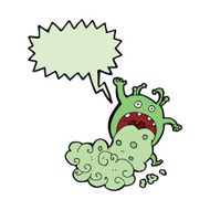 cartoon gross monster being sick with speech bubble N9