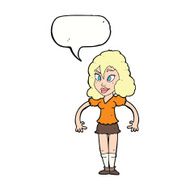cartoon pretty woman with speech bubble N226