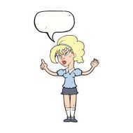 cartoon woman with idea speech bubble N202