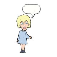 cartoon shocked woman with speech bubble N81
