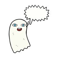 funny cartoon ghost with speech bubble N73