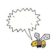 cartoon bee with speech bubble N26