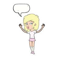 cartoon pretty girl with speech bubble N82